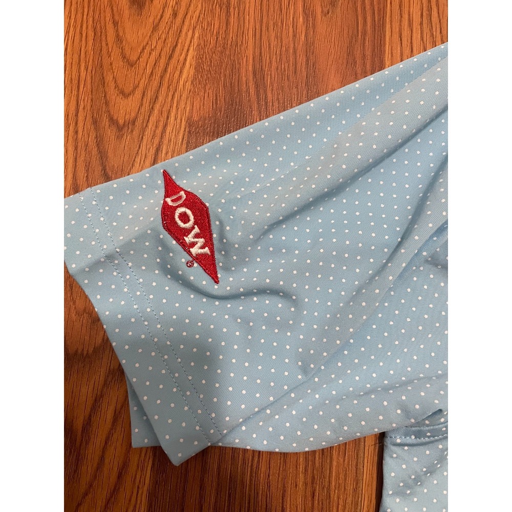 FootJoy Golf Polo Mens XL Blue Micro Dot Stretch Dow Sandhills Logo - Picture 7 of 10